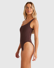 Load image into Gallery viewer, Billabong Terry Rib One Shoulder One Piece - Choc Cherry
