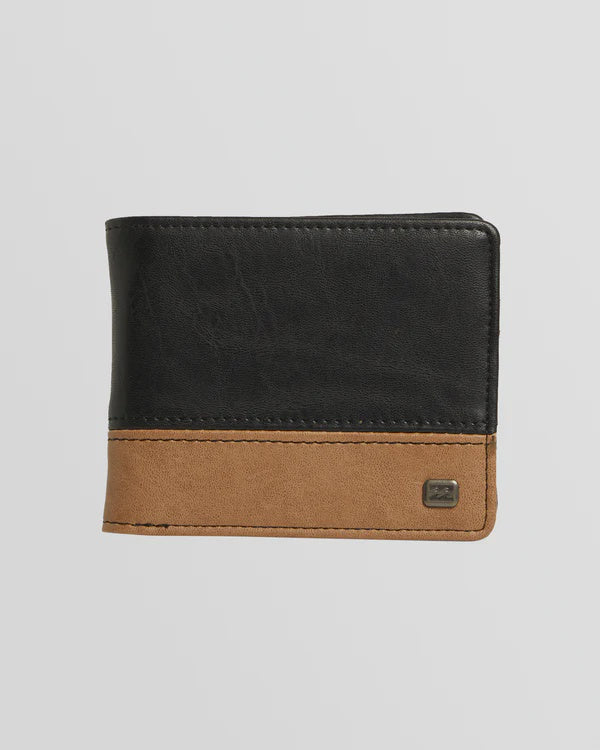 Billabong Mens Dimension Leather Wallet - Black/Tan