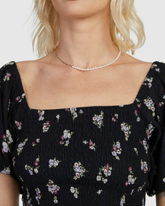 RVCA Sprinkled Smocked Top - Black