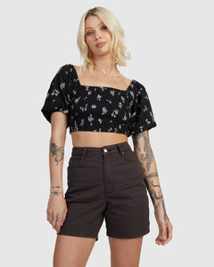 RVCA Sprinkled Smocked Top - Black