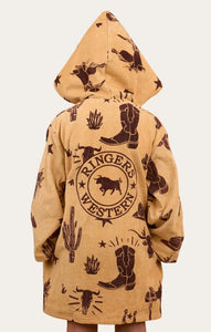 Ringers Western Boot Scootin Kids Zip Through Towel - Dark Sand