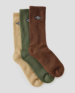 Rip Curl Diamond Crew Socks 3pk - Brown