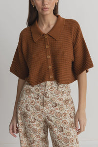 Rhythm Evermore Knit Short Sleeve Shirt - Caramel