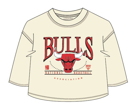 Mitchell & Ness Chicago Bulls Collegiate Hit Crop Tee - Cream