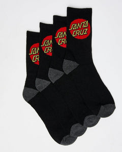 Santa Cruz Classic Dot Socks 4 Pack - Black