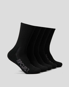 Rip Curl School Crew Sock 5PK (9-13)  - Black