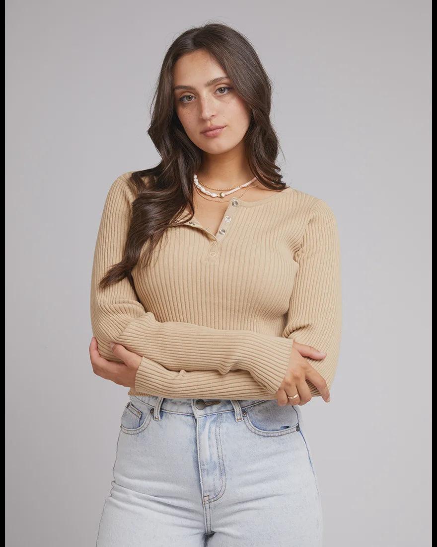 All About Eve Allana Rib Top - Oat
