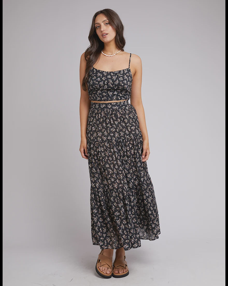 All About Eve Maya Floral Maxi Skirt - Black