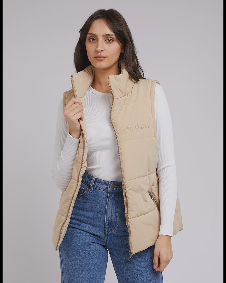 All About Eve Classic Puffer Vest Oat – Arnold's - Main Image