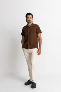 Rhythm Classic Linen SS Shirt - Chocolate