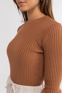 Rhythm Classic Knit Long Sleeve Top - Cinnamon