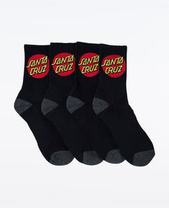 Santa Cruz Youth Classic Dot 4 Pack Socks - Black (2-8)