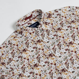 James Harper Floral Fusion Cotton Poplin Shirt - Brown