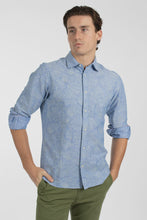 Load image into Gallery viewer, James Harper Blue Lines Cotton Linen LS Shirt
