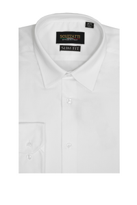 Scuzzatti Fine Twill Cotton Blend Shirt - White