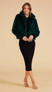 MINKPINK Naomi Faux Fur Jacket - Dark Green