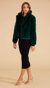 MINKPINK Naomi Faux Fur Jacket - Dark Green