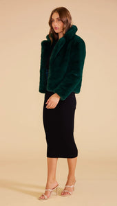 MINKPINK Naomi Faux Fur Jacket - Dark Green