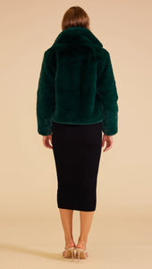 MINKPINK Naomi Faux Fur Jacket - Dark Green