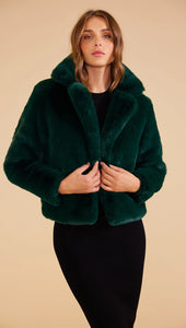 MINKPINK Naomi Faux Fur Jacket - Dark Green