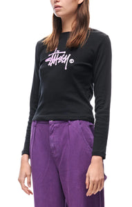 Stussy Graffiti Rib L/S Tee - Black/Lilac