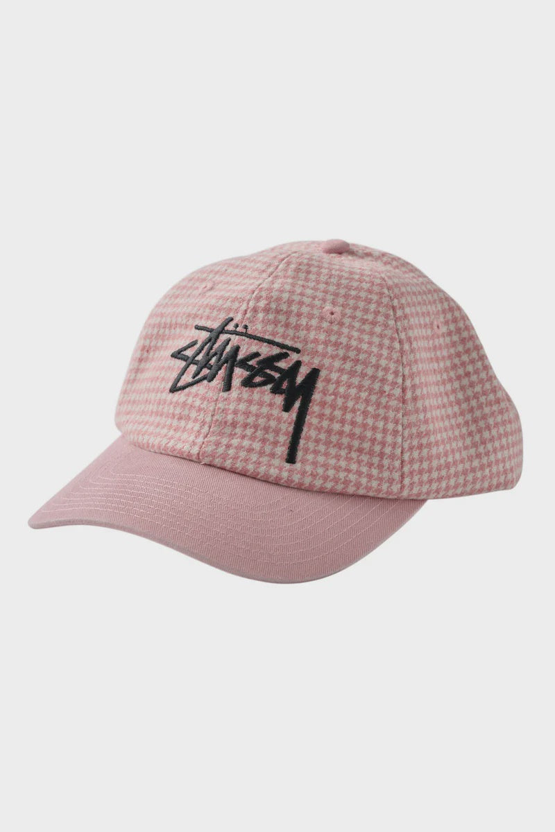 Stussy Houndstooth Low Pro Cap - Washed Pink
