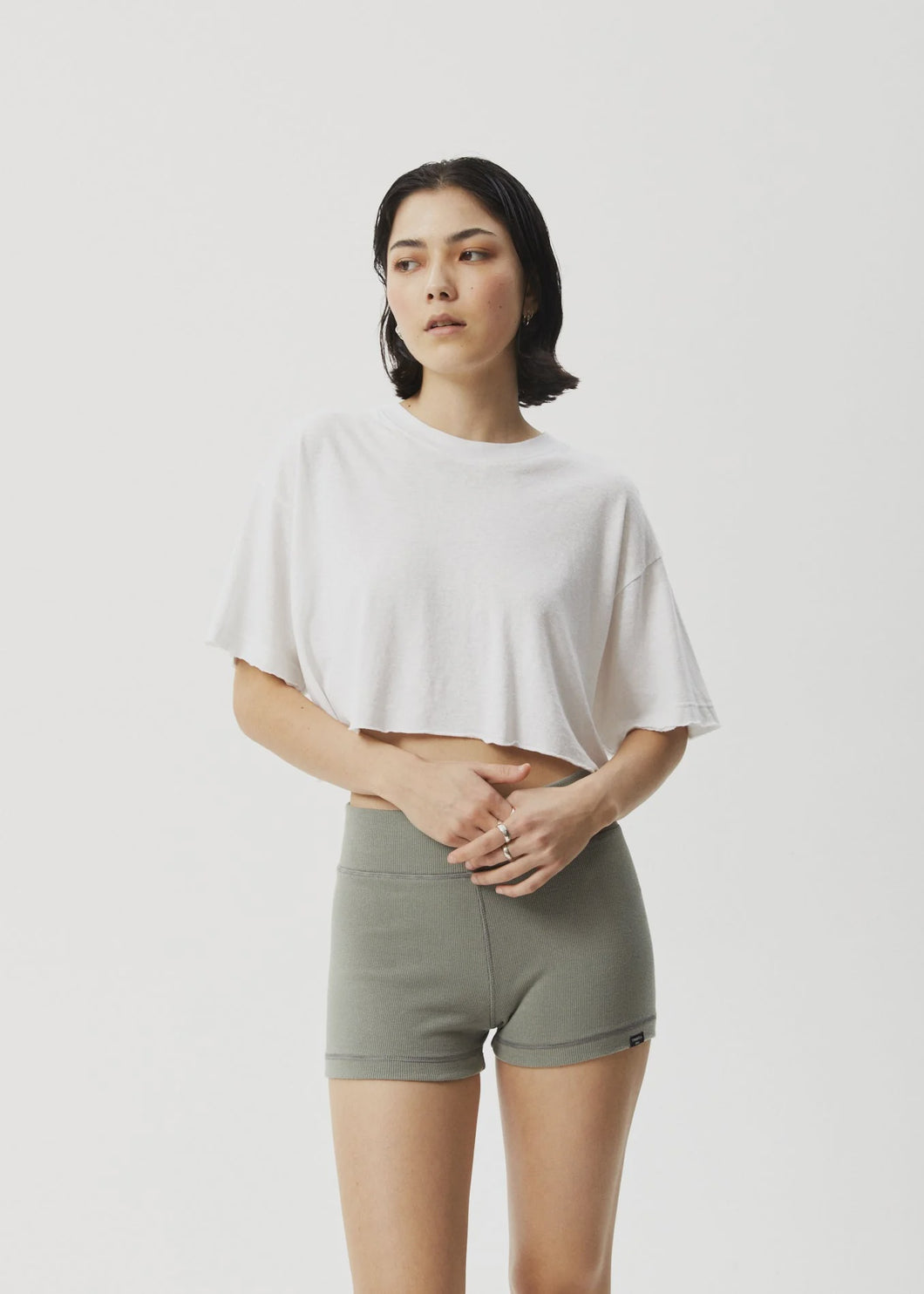 Afends Slay Cropped Hemp Oversized T-Shirt - White