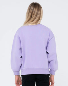 Rusty Girls Script Oversize Crew Fleece - Lavender