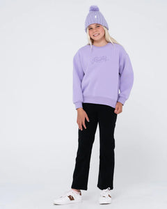 Rusty Girls Script Oversize Crew Fleece - Lavender