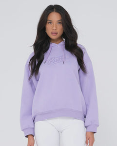 Rusty Ladies Script Oversize Hooded Fleece - Lavender