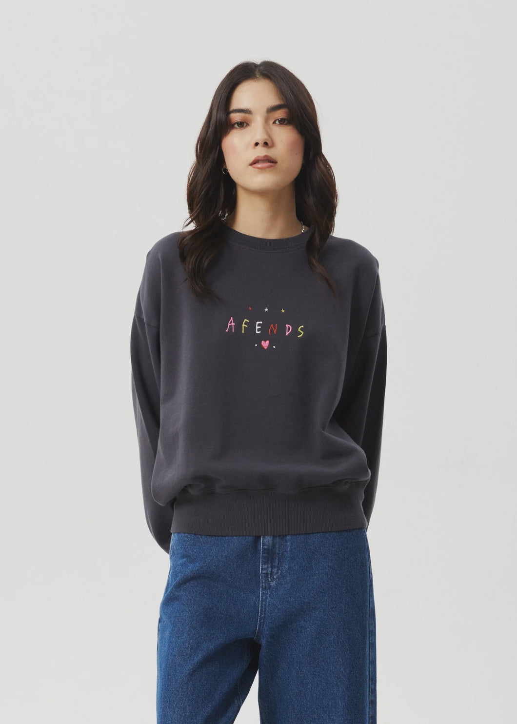 Afends Funhouse Crew Neck Sweater - Charcoal