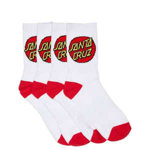 Santa Cruz Youth Classic Dot 4 Pack Socks (2-8) - White