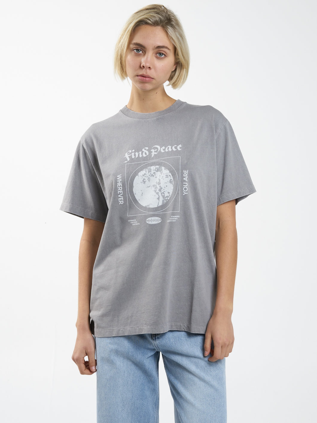 Thrills Find Peace Merch Fit Tee - Washed Grey