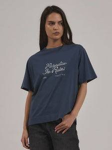 Thrills Paradise Script Box Tee - New Teal