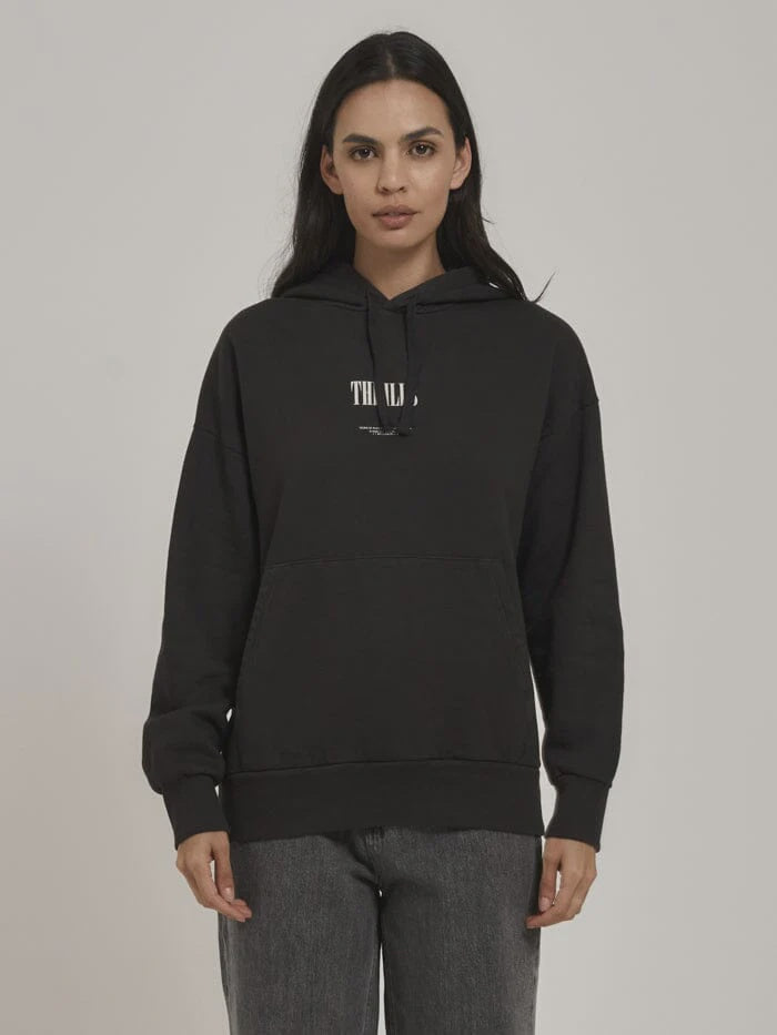 Thrills As You Are Fleece Hood - Washed Black