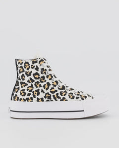 Converse Chuck Taylor All Star Lift Leopard Love High Top Shoes - White