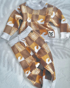 Salty Shreds Sunshine & Swells Checkerboard Knit Sweater