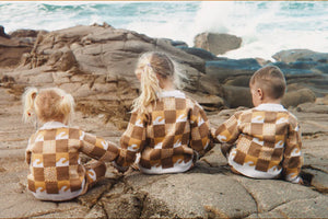 Salty Shreds Sunshine & Swells Checkerboard Knit Sweater