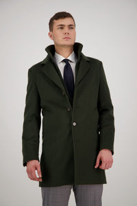 Savile Row Jared Wool/Cashmere Overcoat - Olive