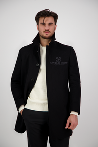 Savile Row Stephen Classic Wool/Cashmere Coat - Black