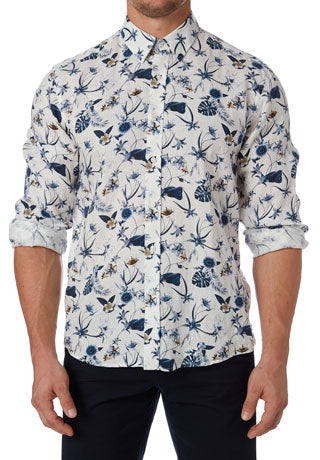 City Club Naxos Linen Floral Shirt