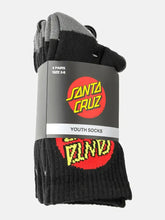 Load image into Gallery viewer, Santa Cruz Youth Classic Dot 4 Pack Socks - Black (2-8)
